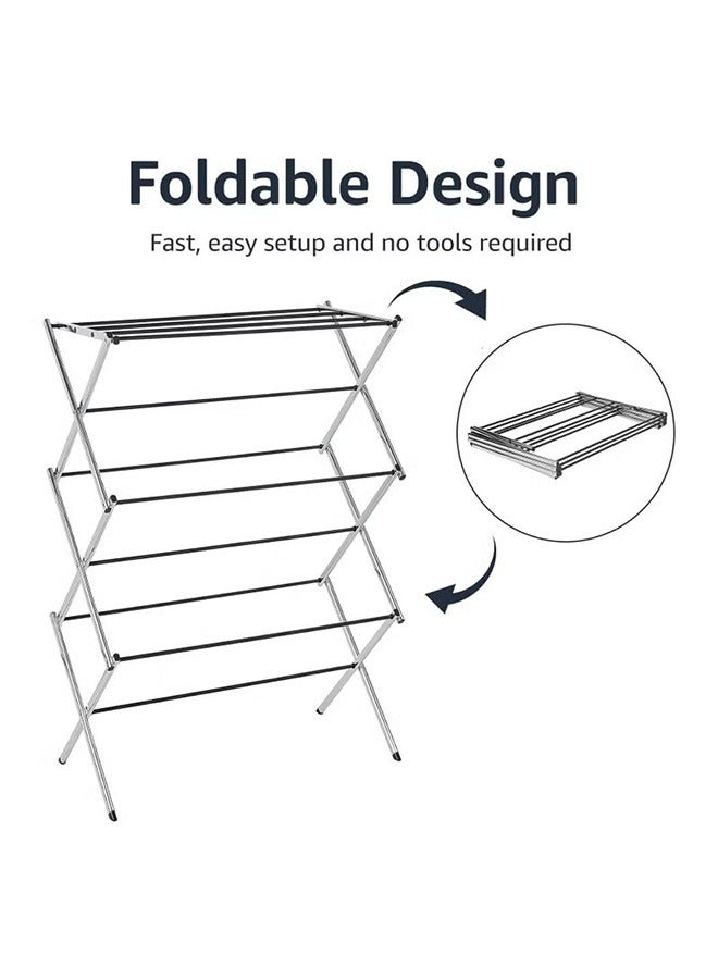 3 Tier Foldable Laundry Rack，Lightweight Steel Design, Easy Setup And Storage  - Image 3
