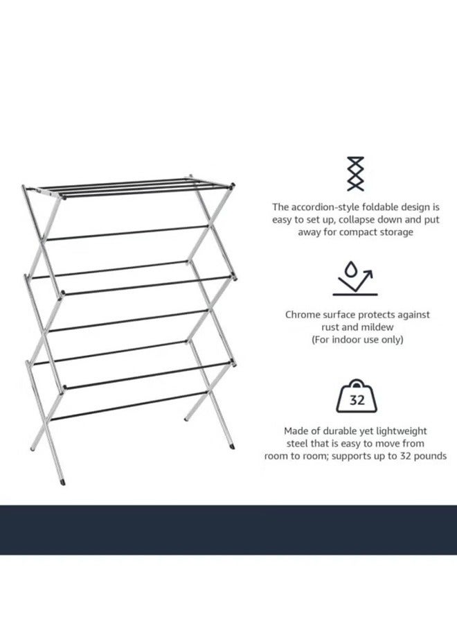 3 Tier Foldable Laundry Rack，Lightweight Steel Design, Easy Setup And Storage  - Image 4