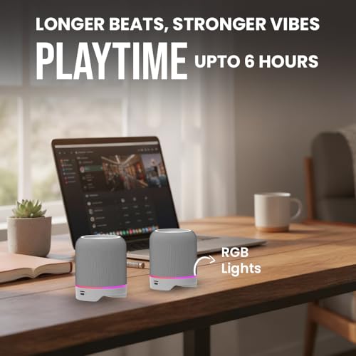 Toreto Twin Magno Magnetic Wireless Bluetooth Speaker 16W | Detachable Dual Speakers, RGB Lights, 6H Playtime, TWS Stereo Mode, Type-C Charging| Portable Wireless Speaker (Grey) - Image 3