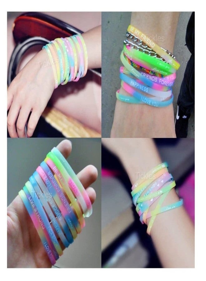 Tickles Silicone Friendship Band | Friendship Belt | Bracelet For Friends Girls Boys, Set of 100 (Color: Multicolor, Free Size) - Image 3