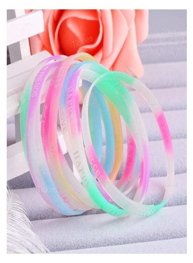 Tickles Silicone Friendship Band | Friendship Belt | Bracelet For Friends Girls Boys, Set of 100 (Color: Multicolor, Free Size) - Image 1