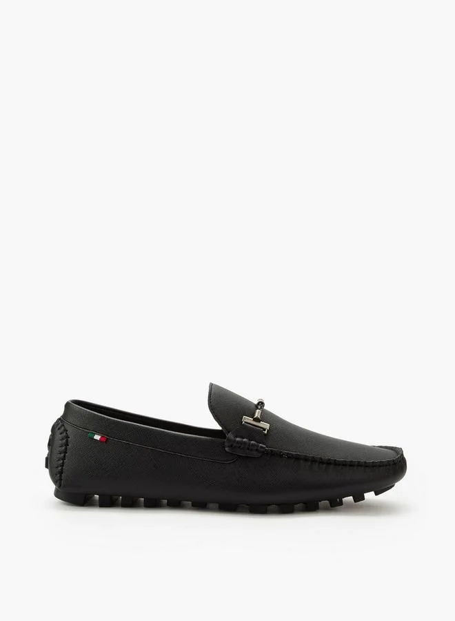 Renzo Ruganni BLACK Men Textured Slip-On Loafers for Men | Best Price UAE