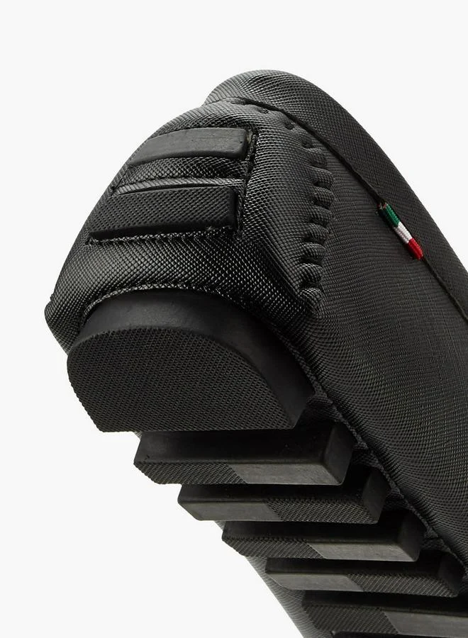 Renzo Ruganni BLACK Men Textured Slip-On Loafers for Men | Best Price UAE