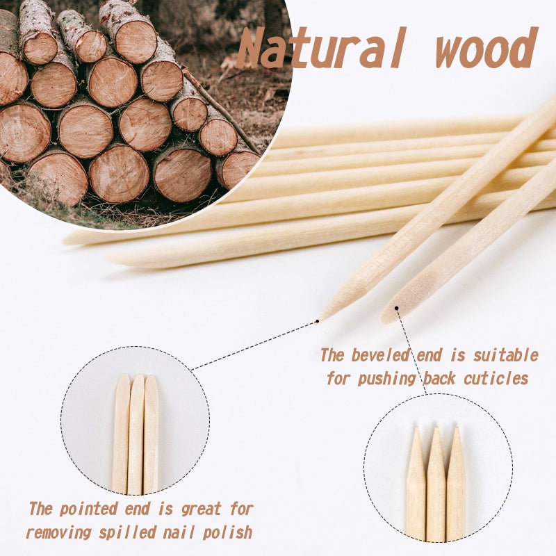 Bcowos 180PCS Orange Sticks for Nails in a Case - 4.5 inch Double Sided Wooden Cuticle Pusher Sticks for Nail Art, Manicure & Pedicure - Wood Sticks for Waxing - Image 2