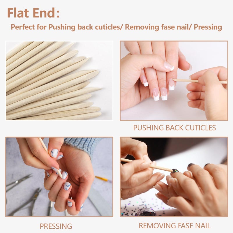 Bcowos 180PCS Orange Sticks for Nails in a Case - 4.5 inch Double Sided Wooden Cuticle Pusher Sticks for Nail Art, Manicure & Pedicure - Wood Sticks for Waxing - Image 3