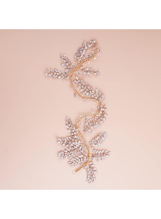 BERYUAN Bridal Rhinestone Wedding Hair Accessory Crystal Bridal Hair Accessories For Women And Girls (Gold) - Image 4