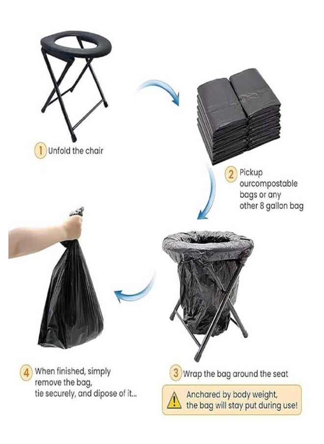 HTC - Multifunctional Folding Toilet Chair For Elderly Movable Chair Squat Commode Black - Image 1