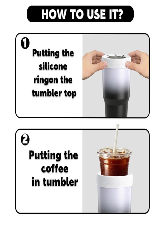 XccMe Silicone Ring for 30 oz stainless Steel Tumbler,Reusable Silicone Lid for Stainless Steel Iced Coffee Tumbler,for 30oz YETI,RTIC,BJPKPK,for The Cup Mouth Diameter 3.9-4 inch (Marble) - Image 3
