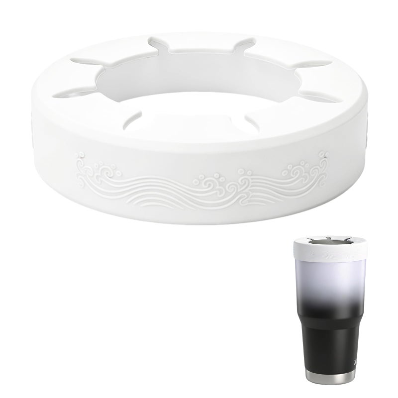 XccMe Silicone Ring for 30 oz stainless Steel Tumbler,Reusable Silicone Lid for Stainless Steel Iced Coffee Tumbler,for 30oz YETI,RTIC,BJPKPK,for The Cup Mouth Diameter 3.9-4 inch (Marble) - Image 1