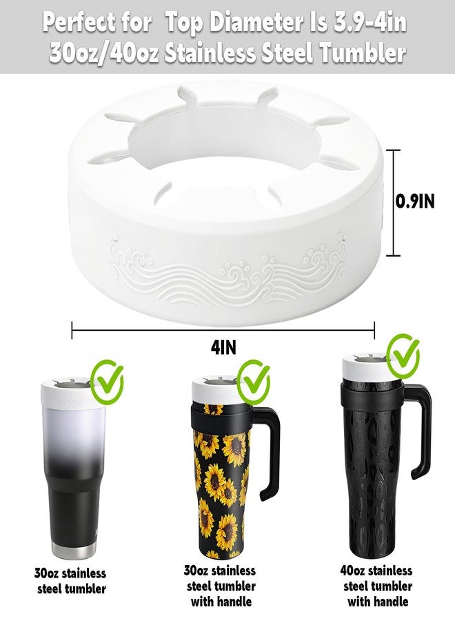 XccMe Silicone Ring for 30 oz stainless Steel Tumbler,Reusable Silicone Lid for Stainless Steel Iced Coffee Tumbler,for 30oz YETI,RTIC,BJPKPK,for The Cup Mouth Diameter 3.9-4 inch (Marble) - Image 2