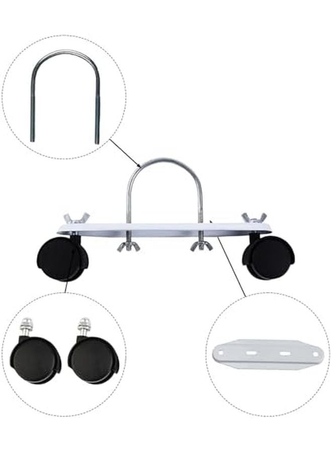 2 Piece Mobile Pulley Bracket With Wheels 360 Rotatable Frame Base For Electric Oil Heater Black - Image 5