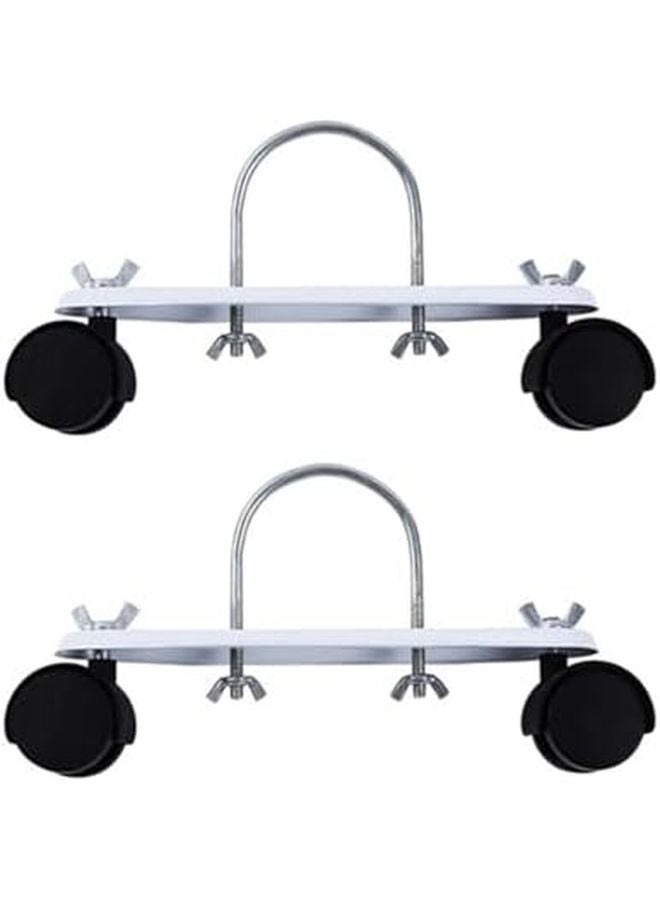 2 Piece Mobile Pulley Bracket With Wheels 360 Rotatable Frame Base For Electric Oil Heater Black - Image 3