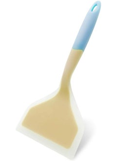 KUFUNG Silicone Spatula Pancakes Shovel Omelette Spatula Turner for Eggs Fish Pancake Pizza and Steak Wide Soft Pizza Shovel Non-Stick Heat-Resistant Kitchen Fried Shovel (Large, Yellow & Blue)