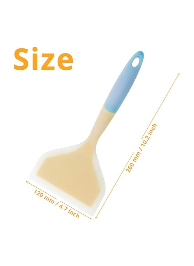Generic - KUFUNG Silicone Spatula Pancakes Shovel Omelette Spatula Turner for Eggs Fish Pancake Pizza and Steak Wide Soft Pizza Shovel Non-Stick Heat-Resistant Kitchen Fried Shovel (Large, Yellow & Blue) - Image 1