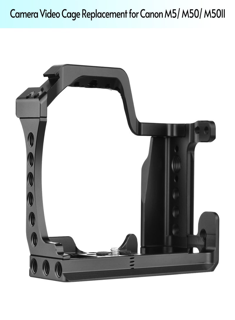 Camera Cage Aluminum Alloy Video Cage Replacement for Canon M5 M50 M50II Mirrorless Camera with Cold Shoe Mount 1/4 Inch & 3/8 Inch Screw Holes  - Image 3
