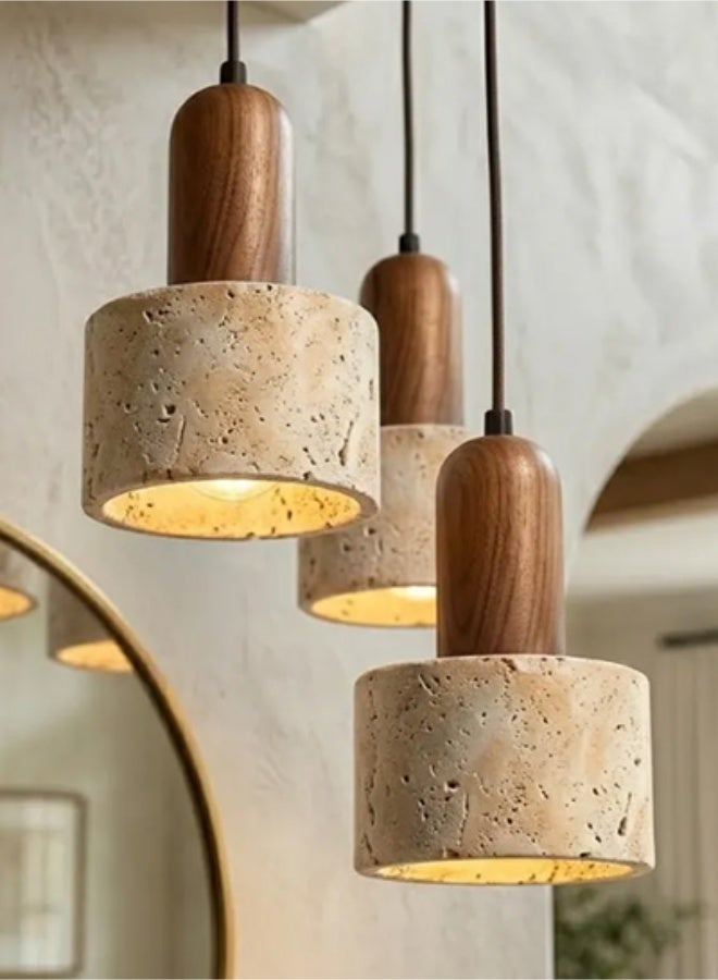 Japanese Wabi Sabi Pendant Light, Adjustable Wooden Hanging Lamp 3000K Warm White for Bedroom Dining Room - Image 3
