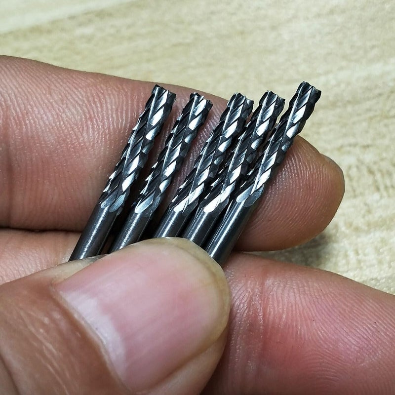 LUO KE ð‹ð®ð¨ ð¤ðž 5 Pcs Double Slot Aluminum Cutting Burr - 1/8'' Shank Cylindrical Top Toothed Tungsten Carbide Burr Miniature Carving File for Rotary Tools includes Dremel (A Type) - Image 4