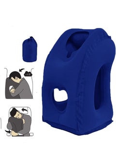 Arabest Inflatable Travel Pillow Airplane Neck Pillow Comfortably Supports Head and Chin for Airplanes Trains Cars and Office Blue 50x30x29cm  - Image 1