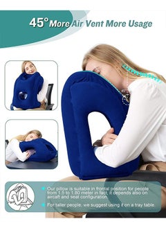 Arabest Inflatable Travel Pillow Airplane Neck Pillow Comfortably Supports Head and Chin for Airplanes Trains Cars and Office Blue 50x30x29cm  - Image 4