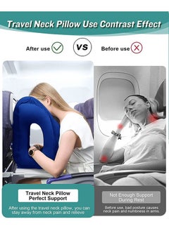 Arabest Inflatable Travel Pillow Airplane Neck Pillow Comfortably Supports Head and Chin for Airplanes Trains Cars and Office Blue 50x30x29cm  - Image 5