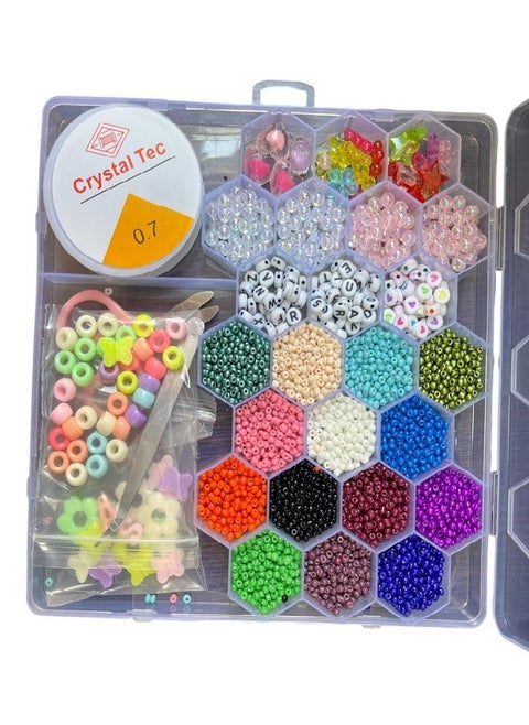 beads set, for bracelets, different shapes with pendant set, elastic threads for jewelry, bracelets, chains and pendants, gifts for girls and women, (25) colors, 3500 pieces of beads