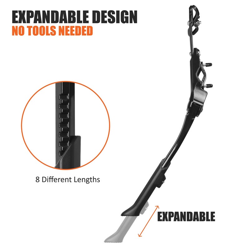 BV Bike Kickstand - Lightweight Aluminum Alloy Rear Side Kick Stand for 24-28" Bikes - Tool-Free Installation, Suitable for All Bikes and Terrains - Image 2