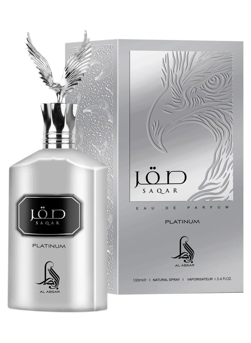 Al Absar Saqar Platinum 100ML - EDP - Luxurious Long-Lasting Oriental Fragrance for Men - Image 1