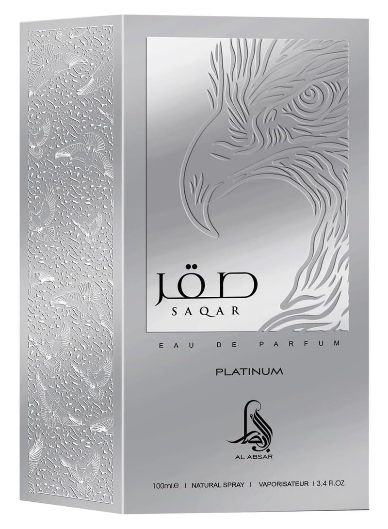 Al Absar Saqar Platinum 100ML - EDP - Luxurious Long-Lasting Oriental Fragrance for Men - Image 3