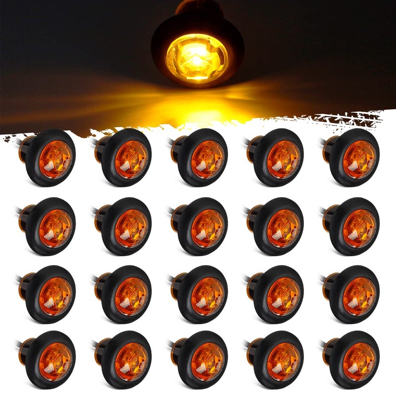 Partsam 20 Pcs Amber Side Marker Combination Clearance Light LED Amber Clear Lens by Partsam