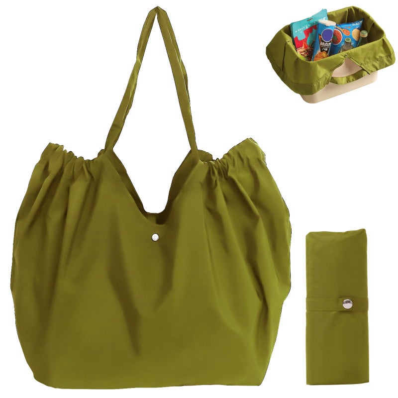 Tiltol Reusable Grocery Bags,Reusable Shopping Bags,Folding Bags Totes,Drawstring Large Capacity Shopping Bag for Groceries,Large Capacity Portable Tote Bag,Machine Washable Reusable,eco-friendly(green) - Image 1
