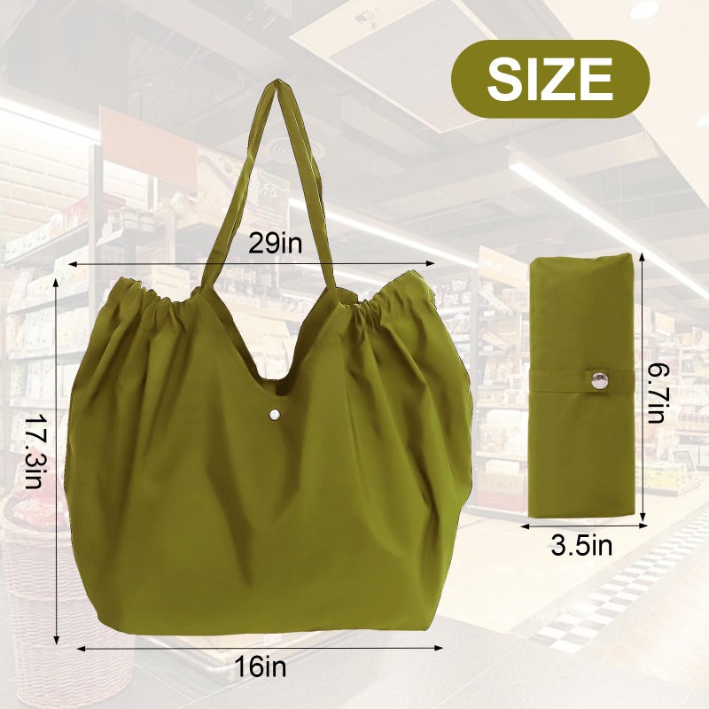 Tiltol Reusable Grocery Bags,Reusable Shopping Bags,Folding Bags Totes,Drawstring Large Capacity Shopping Bag for Groceries,Large Capacity Portable Tote Bag,Machine Washable Reusable,eco-friendly(green) - Image 4