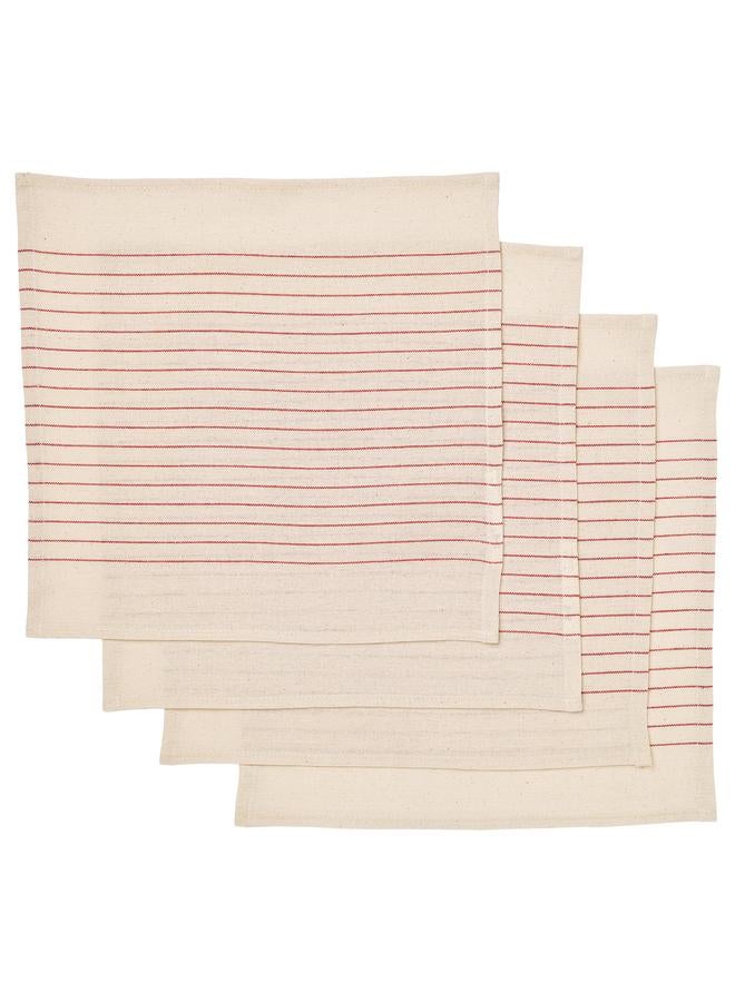 erorex Napkin, stripe pattern red/natural, 30x30 cm - Image 1