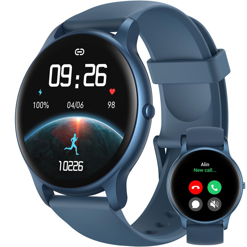 Parsonver Smart Watch for Men Women(Answer/Make Calls), 2024 Smartwatches for Android iOS, Fitness Tracker with Heart Rate/SpO2/Sleep/Stress Monitor, Pedometer, IP68 Waterproof 100+ Sports Modes, Blue - Image 1