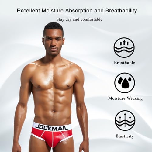 JOCKMAIL Men's Underwear Briefs Mens Cotton Classics Briefs Men's Briefs Breathable Comfortable (US, Alpha, Medium, Regular, Regular, Red) - Image 2