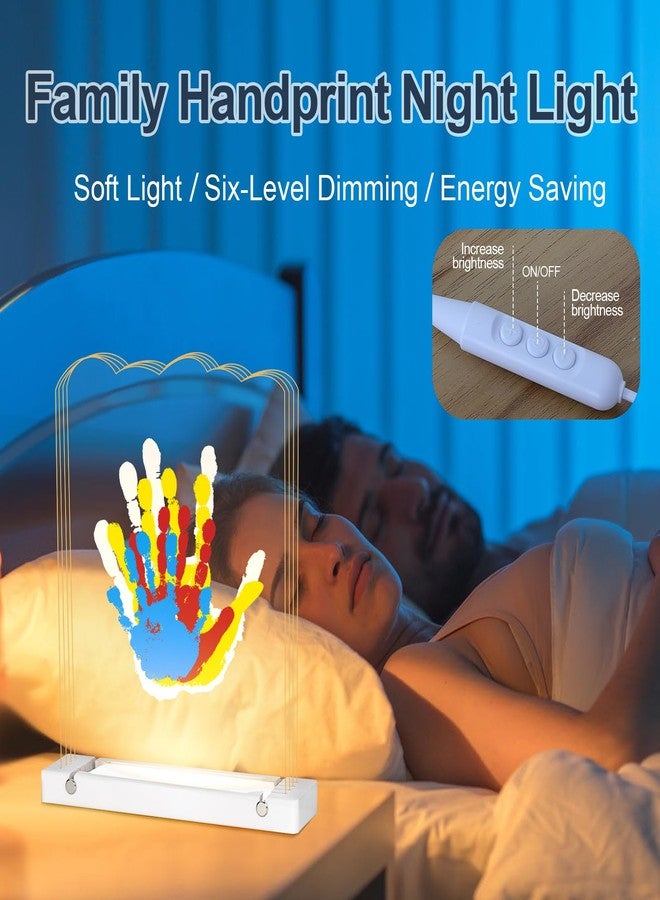 Bixinyo Family Handprint Kit with Light, Baby Hand and Footprint Kit, Family Gifts for New Parents, Adoption, New Mom Gifts, DIY Wooden Craft Keepsake, Non-Toxic Paints (White) - Image 3