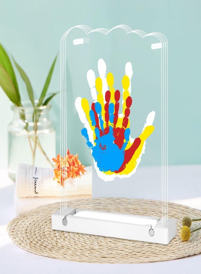 Bixinyo Family Handprint Kit with Light, Baby Hand and Footprint Kit, Family Gifts for New Parents, Adoption, New Mom Gifts, DIY Wooden Craft Keepsake, Non-Toxic Paints (White) - Image 1