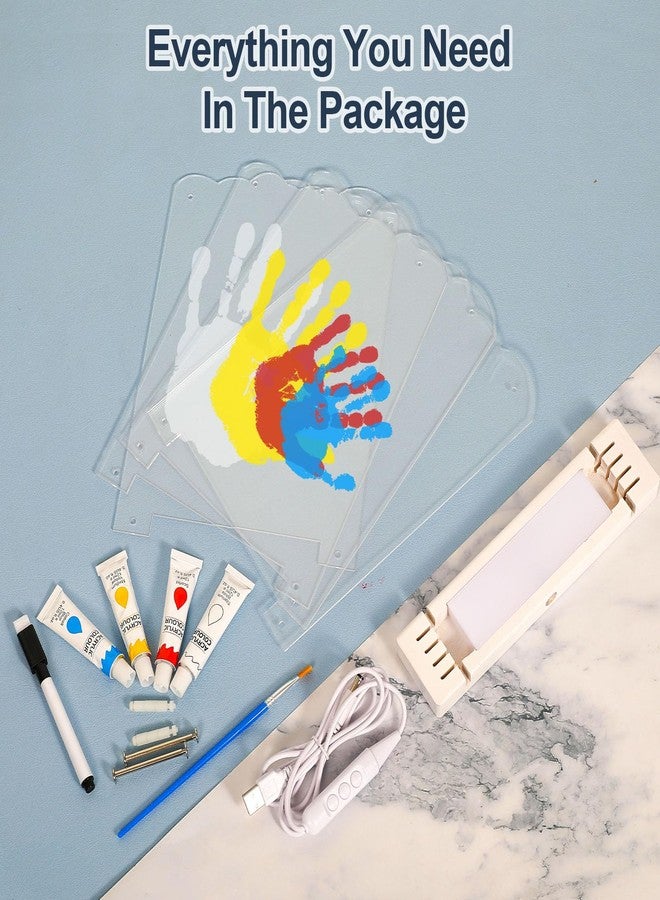 Bixinyo Family Handprint Kit with Light, Baby Hand and Footprint Kit, Family Gifts for New Parents, Adoption, New Mom Gifts, DIY Wooden Craft Keepsake, Non-Toxic Paints (White) - Image 5