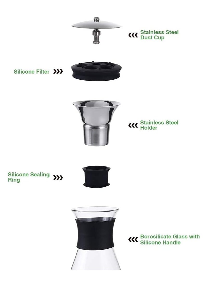 Heat-Resistant Glass Cold Water Bottle Glass Pitcher with Lid Juice Pitcher Water Bottle (1600ml/56.3 Oz)