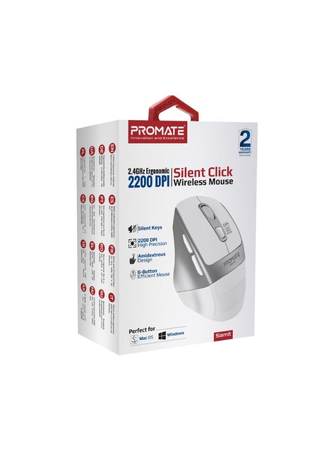Promats Promate Samit 2.4GHz Ergonomic 2200 DPI Silent Click Wireless Mouse  - Image 2