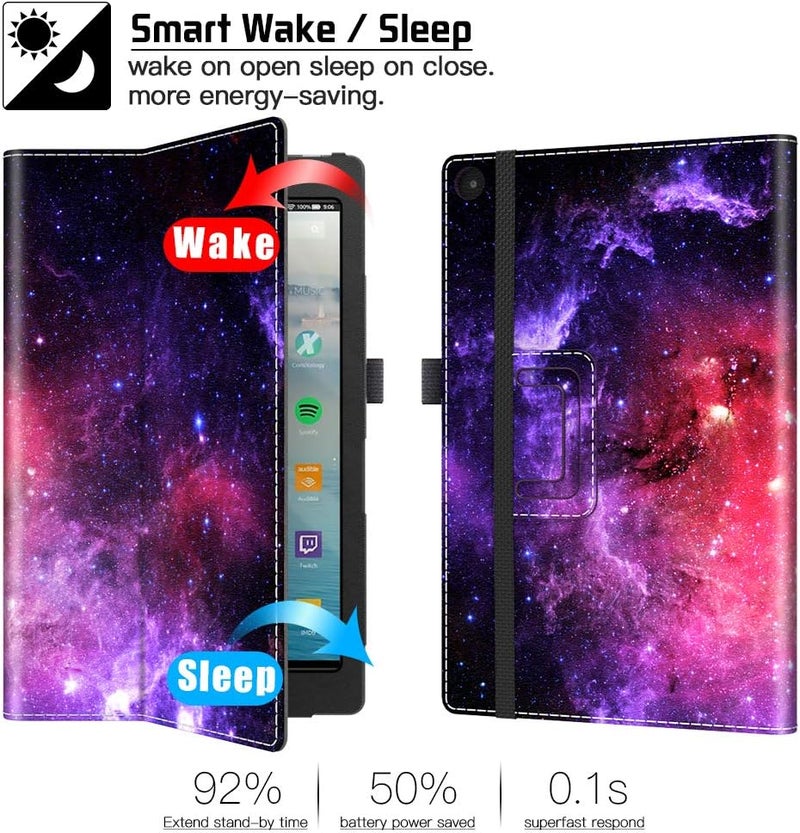 VORI Folio Case for Amazon Fire HD 8 Tablet (8th/7th/6th Generation, 2018/2017/2016 Release), Slim Premium PU Leather Stand Protective Cover with Auto Wake/Sleep, Nebula - Image 3