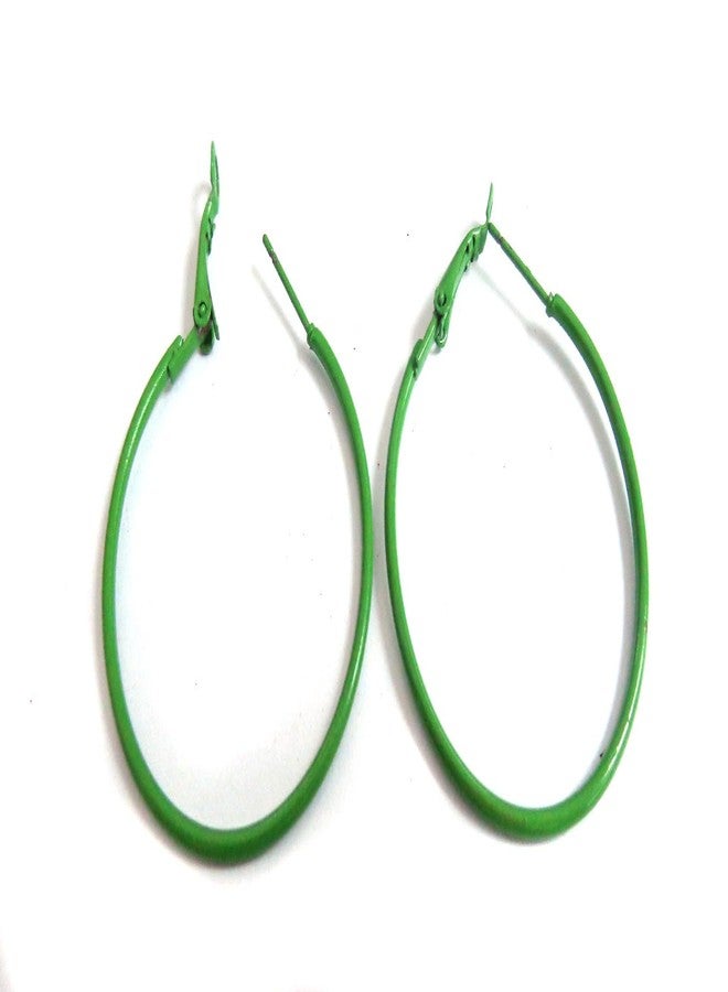 Simple Green Hoop Earrings - 1.5 Inch
