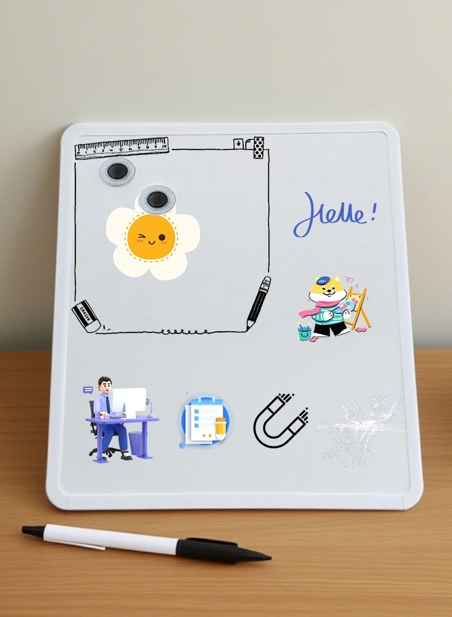Small Magnetic Whiteboard with Marker Refrigerator Dry Erase Board Reusable Kids Drawing Board Hanging Writing Blackboard for Home, School, Office, Kitchen/8.66 x 11.02 in - Image 1