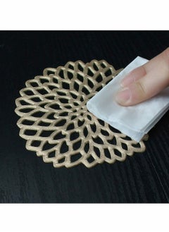 KASTWAVE Coasters, Gold Flowers Hollow PVC Coaster Cup Mats Ornament Decorations for Home Festival 6pcs  - Image 3