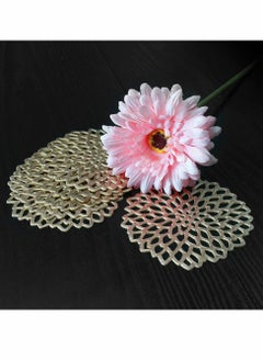KASTWAVE Coasters, Gold Flowers Hollow PVC Coaster Cup Mats Ornament Decorations for Home Festival 6pcs  - Image 5