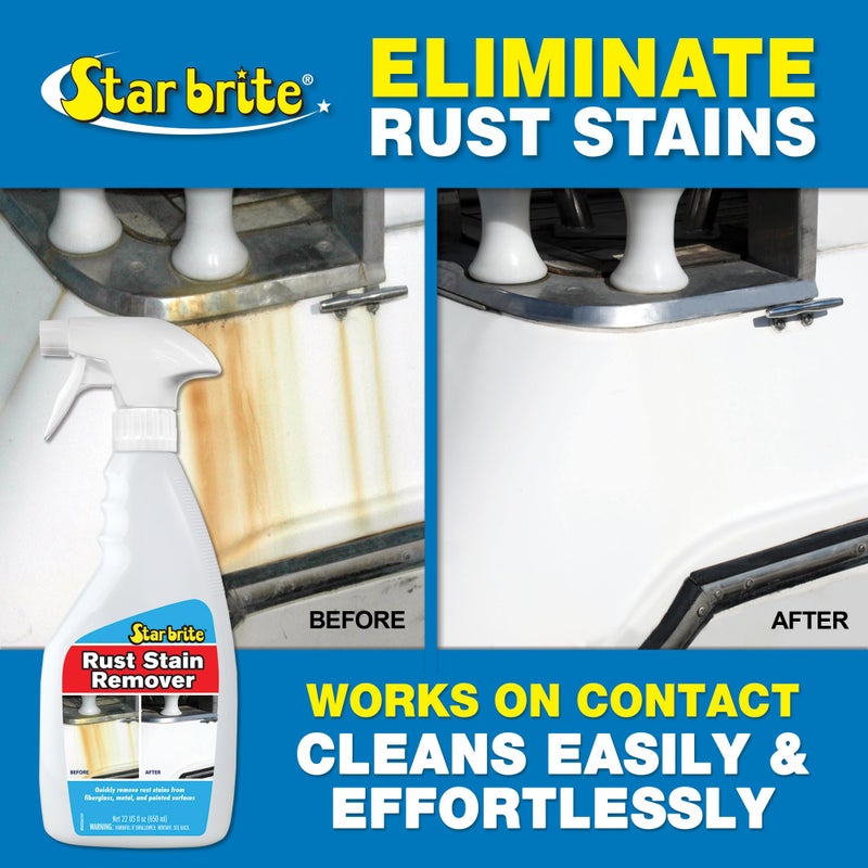 Star Brite ستار برايت مزيل بقع الصدأ - يذوب على الفور بقع التآكل على الألياف الزجاجية، الفينيل، القماش، المعدن والأسطح المطلية - يزيل أيضًا بقع الرشاشات - 22 أونصة (089222SS) - Image 4
