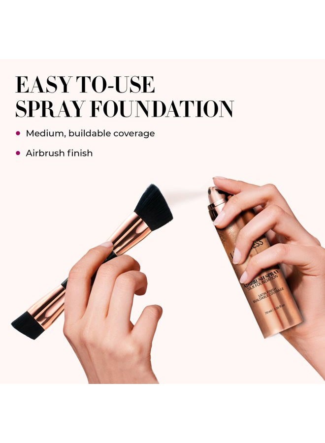 LUMINESS Silk Airbrush Spray Foundation & Buffing Brush Kit – Full Coverage Foundation & Dual-Sided Buffing Brush - Buildable Coverage, Anti-Aging Formula Hydrates & Moisturizes (Shade - Tan) - Image 3