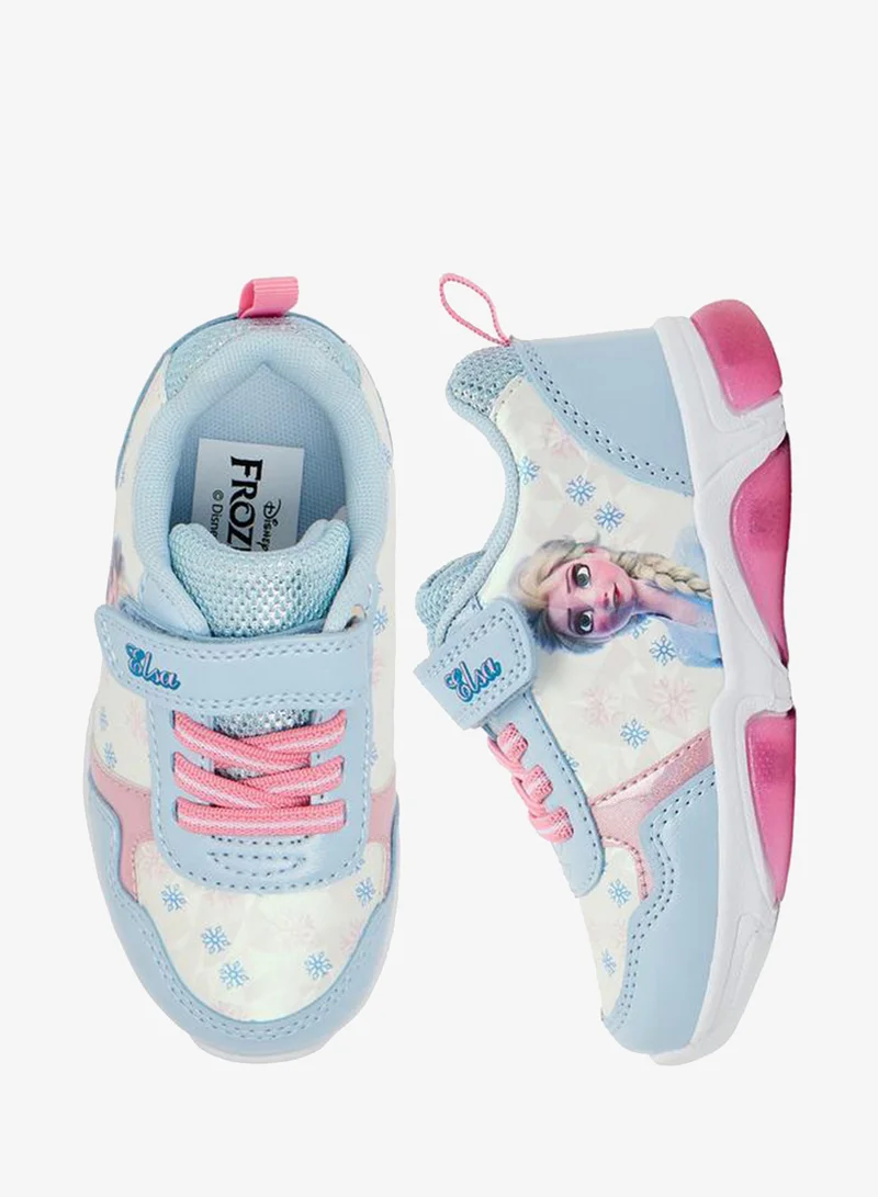 Disney Girls Elsa Print Light-Up Ankle School Sneakers
