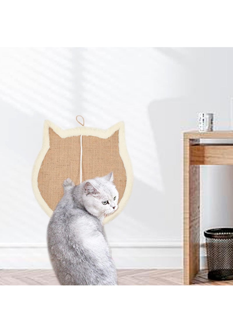 Cat Head Scratching Pad Scratcher Sisal Mat with Plush Wall Mount or Floor Use, for Indoor Cats Kitty's Meet Kitten Grinding Claws Nature Instinct & Protect Furniture - Image 4