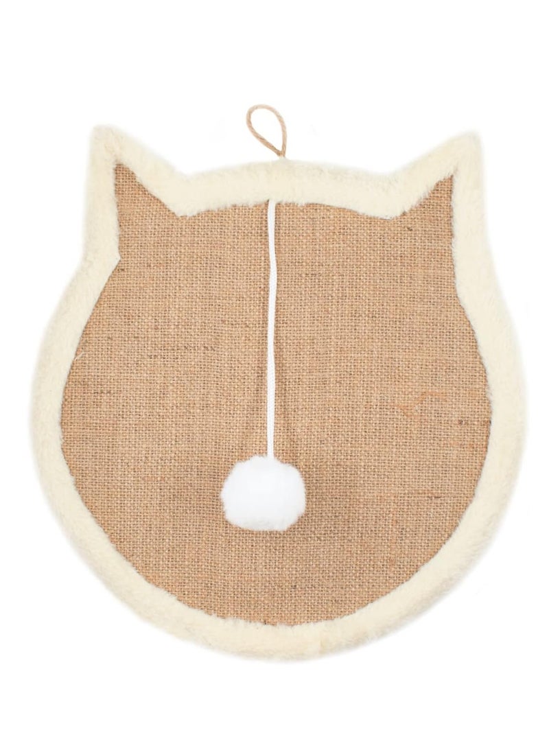 Cat Head Scratching Pad Scratcher Sisal Mat with Plush Wall Mount or Floor Use, for Indoor Cats Kitty's Meet Kitten Grinding Claws Nature Instinct & Protect Furniture - Image 1