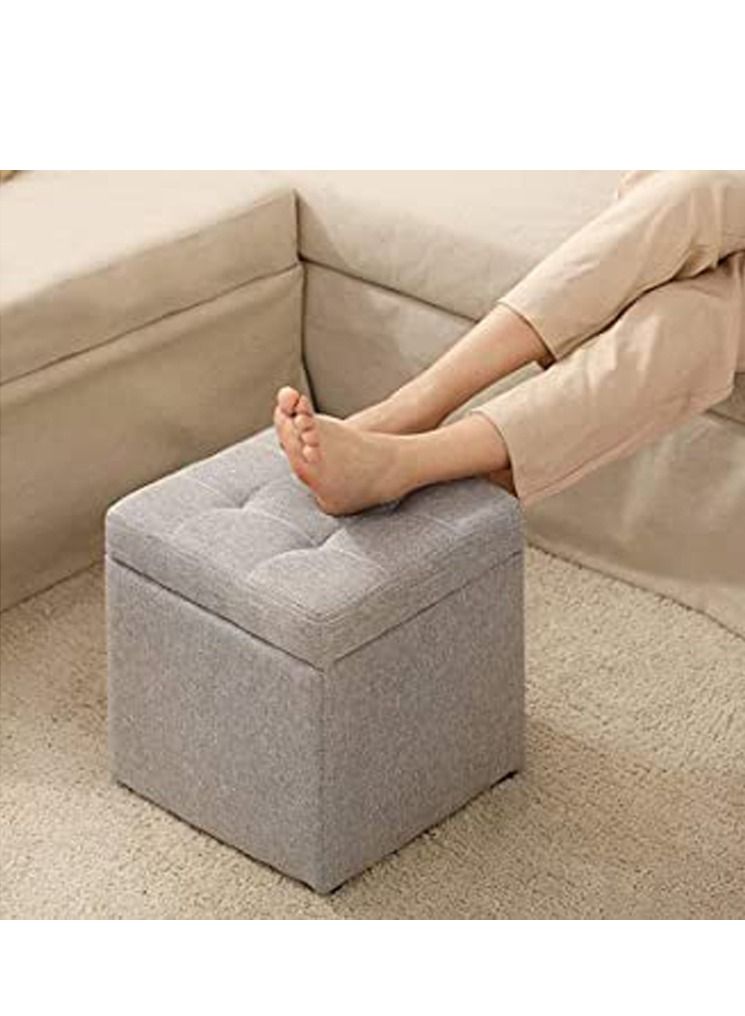 LINGWEI Ottoman Storage Stool Footrest Cube Grey 30x35x30cm - Image 1
